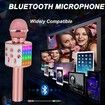 Bluetooth Karaoke Microphone for Kids Adults,Portable Wireless Singing Karaoke Mic Machine with Led Light,Birthday Gifts Toys,Rose Gold