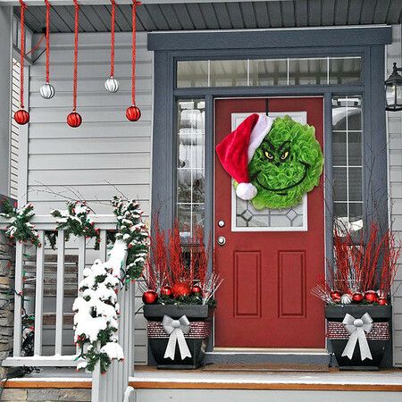 Christmas Wreath-Grinch Front Door Wreath Christmas Wreath Christmas Party Decorations