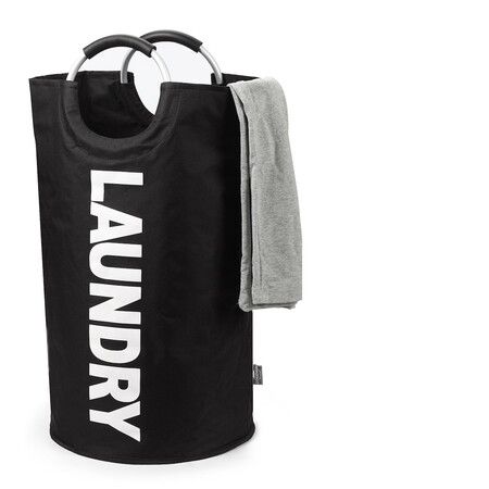 90L 72x38cm Collapsible Laundry Bag, Foldable Laundry Hamper Folding Washing Bin Col.Black