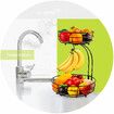 2-Tier Countertop Fruit Vegetables Basket Bowl Storage With Banana Hanger, Black