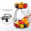 2-Tier Countertop Fruit Vegetables Basket Bowl Storage With Banana Hanger, Black