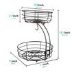 2-Tier Countertop Fruit Vegetables Basket Bowl Storage With Banana Hanger, Black