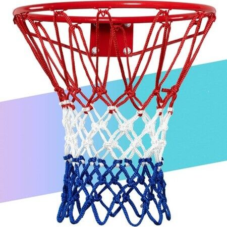 Basketball Net Outdoor,Upgrade Thick Professional Basketball Net Replacement Heavy Duty,All Weather Anti Whip Color Never Fade - 12 Loops (Red White Blue)
