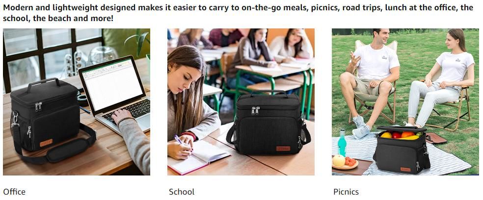 Lunch bags Insulated Lunch Box for Women,3 Carrying Way Large Tote Bag,Leakproof Reusable Cooler Backpack with Adjustable Shoulder Strap for School Office Picnic Beach 