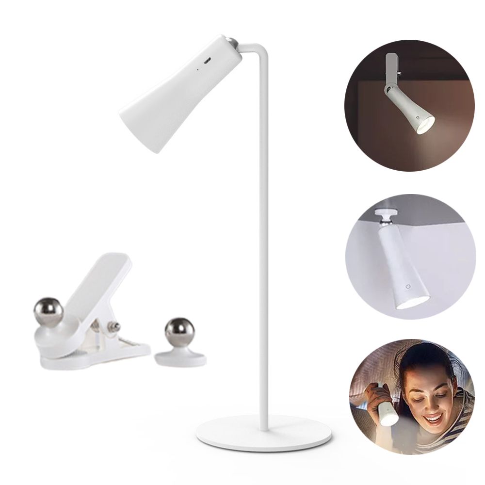 2022 new multifunctional desk reading lamp 360 rotating magnetic desk lamp rechargeable clip light flashlight