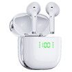 Bluetooth Headphones 5.3 Wireless Earbuds 50Hrs Playback with Wireless Charging Case & Dual Power Display Waterproof Immersive Stereo Sound with Mic for iOS Android White