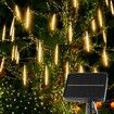 8 Tubes 50cm  288LED Solar Powered  Waterproof Snow Falling Lights Meteor Shower Lights Christmas Outdoor Home Patio Wedding Decorations Warm White