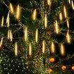 8 Tubes 50cm  288LED Solar Powered  Waterproof Snow Falling Lights Meteor Shower Lights Christmas Outdoor Home Patio Wedding Decorations Warm White