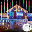 8 Tubes 50cm 288LED Solar Powered  Waterproof Snow Falling Lights Meteor Shower Lights Christmas Outdoor Home Patio Wedding Decorations Colorful