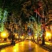 8 Tubes 50cm 288LED Solar Powered  Waterproof Snow Falling Lights Meteor Shower Lights Christmas Outdoor Home Patio Wedding Decorations Colorful