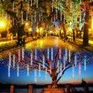 8 Tubes 50cm 288LED Solar Powered  Waterproof Snow Falling Lights Meteor Shower Lights Christmas Outdoor Home Patio Wedding Decorations Colorful