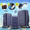 Luggage Set Carry On Suitcase 3PCS Travel PP Lightweight Rolling Spinner Wheels TSA Lock Double Zipper Aluminium Trolley Royal Blue