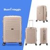 Carry On Suitcase Travel Luggage Hard Set 3 PCS PP Lightweight Rolling Aluminium Trolley Spinner Wheels TSA Lock Double Zipper Champagne