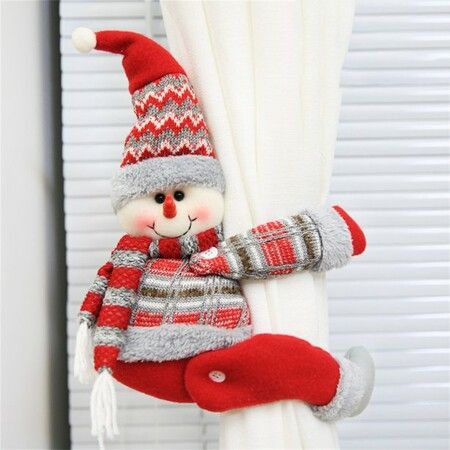 Christmas Curtain Buckle Holder Home Plush Doll Decoration Snowman