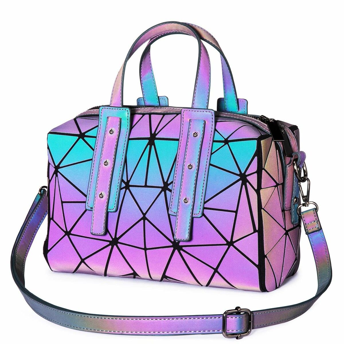 Holographic Tote Bags BAOBAO ISEY Geometric Luminous Shard Lattice Fashion Handbag Trendy Carryall Everyday Accessory Versatile