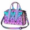 BAOBAO ISEY Geometric Luminous Shard Lattice Holographic Tote Bags