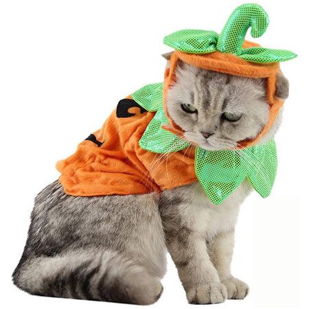 Pet Pumpkin Costume for Cats and Small Dogs Party Halloween Cosplay