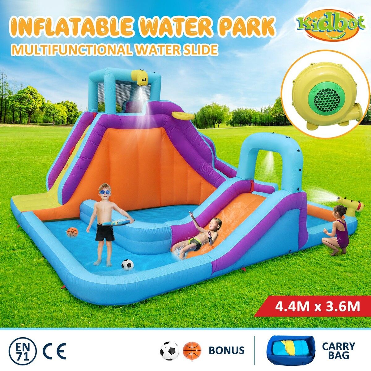 Inflatable Water Park Jumping Castle World Bouncer Trampoline Slide Play Pool Splash Game Toy Blow Up Outdoor 