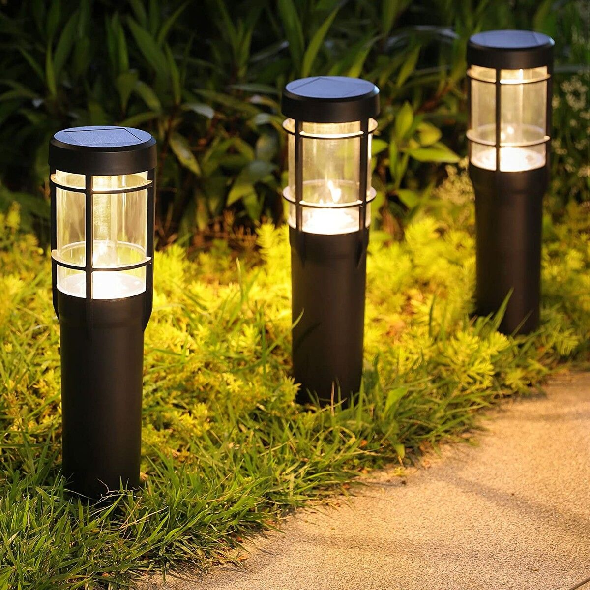 Solar Pathway Lights, 2 Pack Outdoor Solar Lights Warm White Solar Landscape Lights, IP65 Waterproof for Pathway Walkway