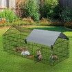 Chicken Coop Run Rabbit Hutch Cat Dog Enclosure Crate Pet Cage Playpen Chook Pen Puppy Ferret Bunny House Kennel Roof Cover Metal L Size