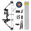 Compound Bow Arrow Set Archery Hunting Sports Equipment Target Shooting 20-55lbs Right Handed for Beginner Master Black