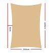 Instahut Shade Sail 2x4m Rectangle 280GSM 98% Sand Shade Cloth