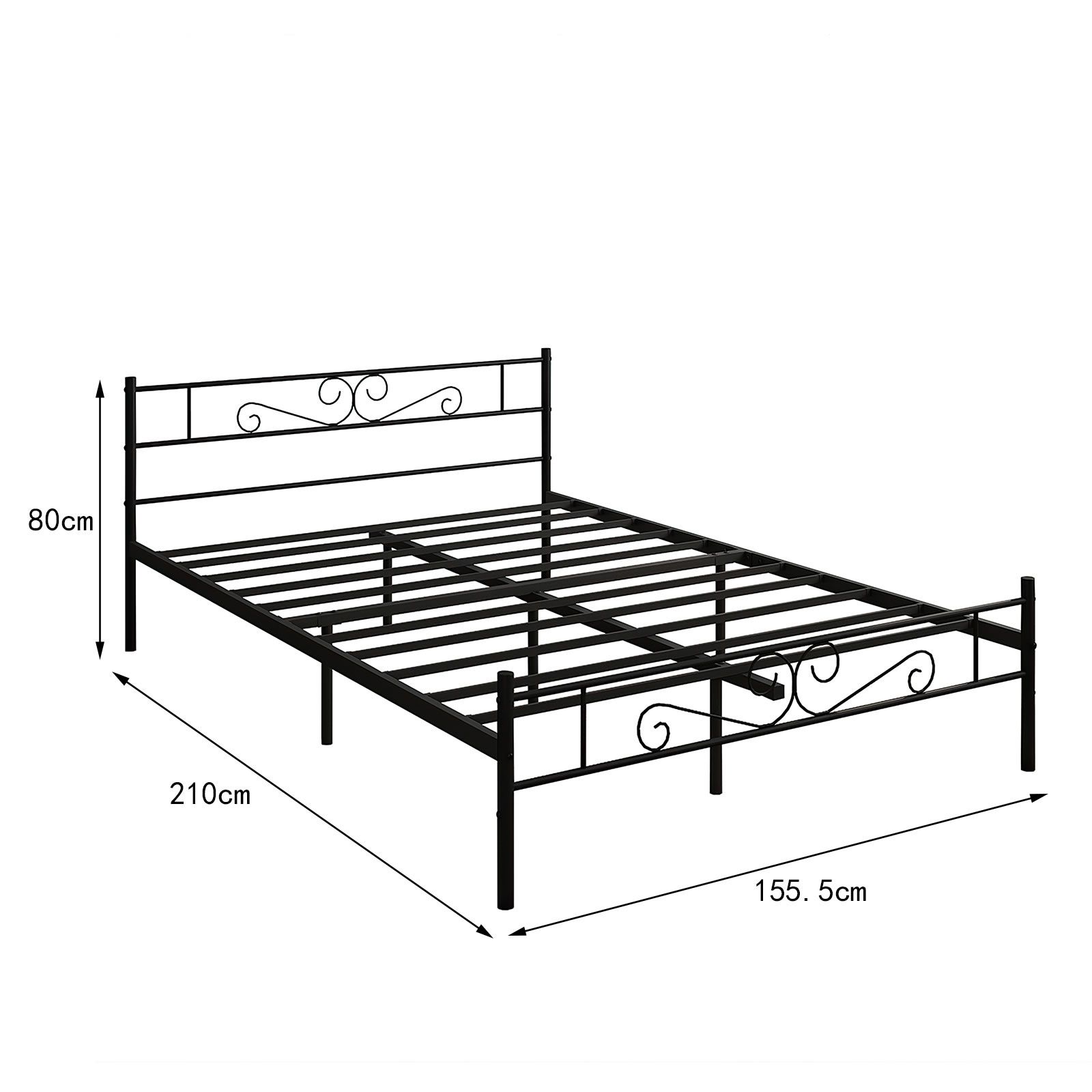 Metal Queen Bed Frame Base Black Mattress Foundation Platform with