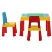 Keezi 3PCS Kids Table and Chairs Set Activity Toys Storage Box Desk Blocks