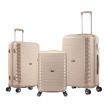 Carry On Suitcase Travel Luggage Hard Set 3 PCS PP Lightweight Rolling Aluminium Trolley Spinner Wheels TSA Lock Double Zipper Champagne