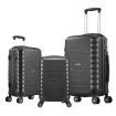 Carry On Luggage Travel Suitcase Set 3 PCS PP Hard Rolling Lightweight Aluminium Trolley Spinner Wheels Double Zipper TSA Lock Black