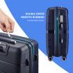 Luggage Set 3 PCS Carry On Suitcase PP Travel Lightweight Rolling Hard TSA Lock Spinner Wheels Aluminium Trolley Double Zipper Royal Blue