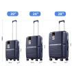 Luggage Set 3 PCS Carry On Suitcase PP Travel Lightweight Rolling Hard TSA Lock Spinner Wheels Aluminium Trolley Double Zipper Royal Blue