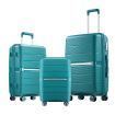 Carry On Luggage Set PP Travel Suitcase 3 PCS Hard Lightweight Rolling Aluminium Trolley Spinner Wheels TSA Lock Double Zipper Glossy Dark Green
