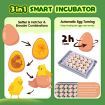 20 Egg Incubator Fully Automatic Hatching Turning Candler Machine for Chicken Quail Duck Poultry Bird Digital Turner Hatcher LED Light