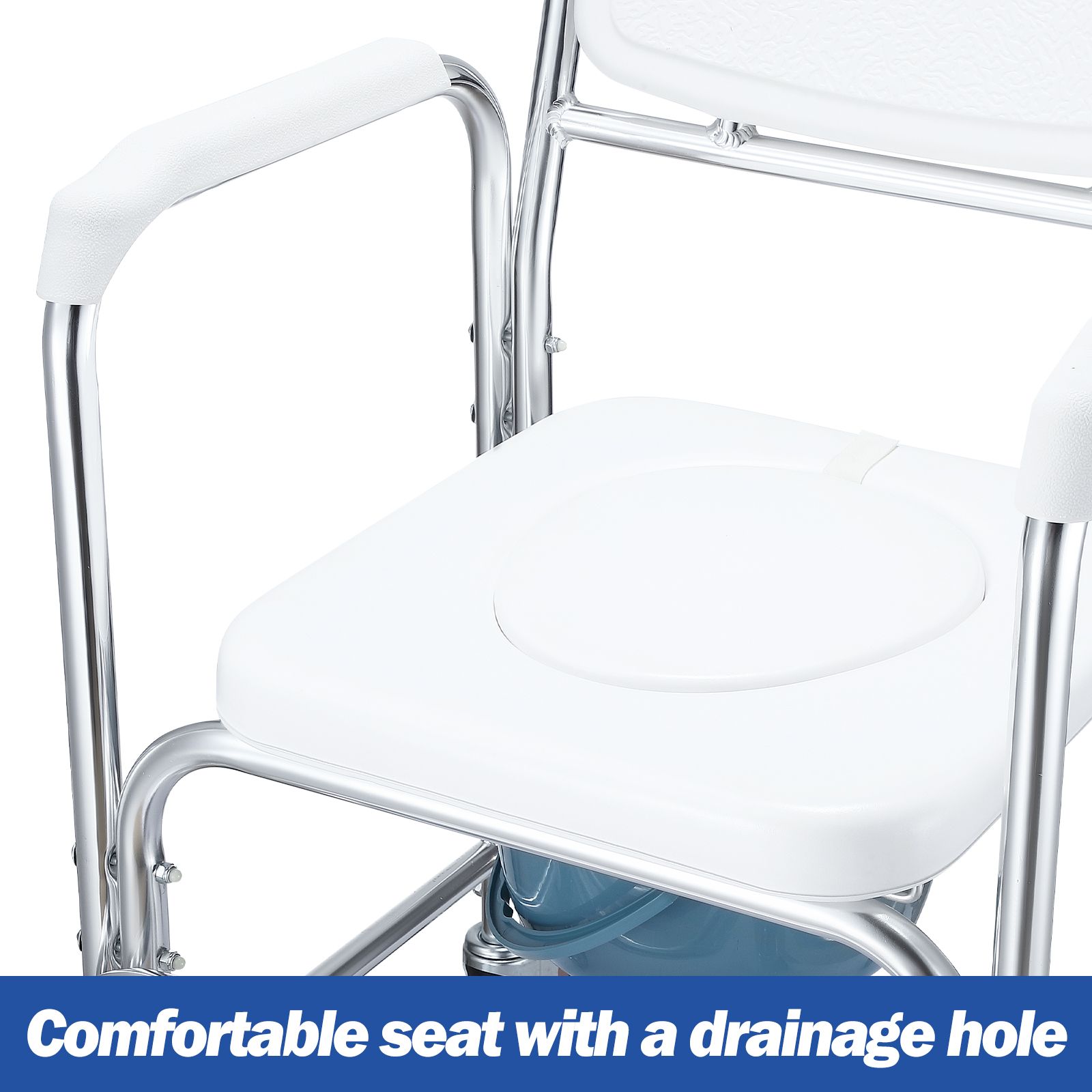 Commode Shower Chair Toilet Wheelchair 3 in 1 Bath Stool Bathroom ...