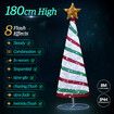 180cm Ribbon Christmas Tree Light Decoration LED Strip Ornaments Xmas Home Outdoor Display Folding Star Topper 8 Flickering Effects