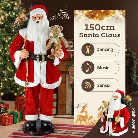 Solight 150cm Animated Singing Dancing Santa Claus Figurine