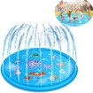 Water Play Mat Toy Sprinkler Pool Beach Dog Game Centre Splash Spray Pad Outdoor Lawn Garden Backyard 170cm for Children Pets