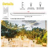 10m Christmas LED Light String Strip Rope Xmas Tree Decor Holiday Ornament Outdoor Indoor IP44 Waterproof Bio Colour 