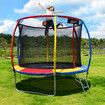 Genki 10ft Trampoline Kids Rebounder Jumping Bounce with Basketball Hoop Ladder Enclosure Indoor Outdoor Round