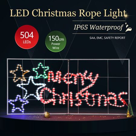 Solight Merry Christmas Light Xmas LED Rope Strip Decoration Holiday Ornament Indoor Outdoor IP65 130x60cm XL Size