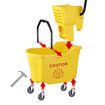 Commercial Mop Bucket Wringer Side Press Home Cleaning Cart Squeezer Combo Hotel All-In-One Heavy-Duty Wheels Yellow 32L