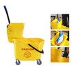 Commercial Mop Bucket Wringer Side Press Home Cleaning Cart Squeezer Combo Hotel All-In-One Heavy-Duty Wheels Yellow 32L