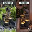 Outdoor Solar Water Fountain Garden Features 4 Tier LED Bird Bath Indoor Rechargeable Panel 