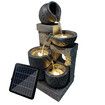 Outdoor Solar Water Fountain Garden Features 4 Tier LED Bird Bath Indoor Rechargeable Panel 