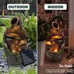 Garden Fountain Solar Water Features Outdoor LED Waterfall Indoor Patio Backyard Battery Panel 4 Tier