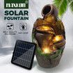 Garden Fountain Solar Water Features Outdoor LED Waterfall Indoor Patio Backyard Battery Panel 4 Tier