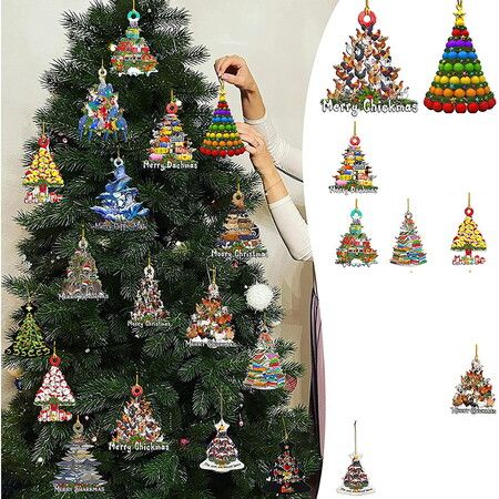 8PCS Christmas Ornaments Set for Mini Christmas Tree Decorations Small Tree Resin Miniature Ornaments for