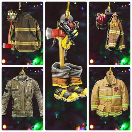 4 Uniforms Ornament Firefighter  Christmas Tree Pendant Hanging Tree Decor Restaurant Christmas Decoration