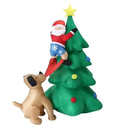 6 Foot Tall LED Inflatable Christmas Tree Santa Claus Dog Yard